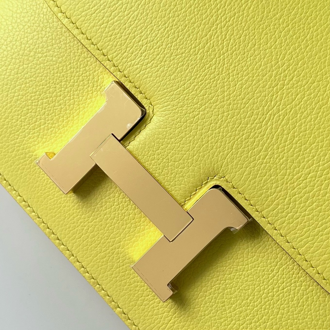 Hermès 25 small amount Constance19cm Evecolor 9R lemon yellow Lime gold buckle top hand sewing
