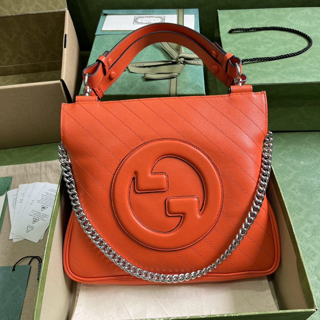 Gucci Blondie сумка-тоут маленькая кожаная оранжевая с цепной ручкой