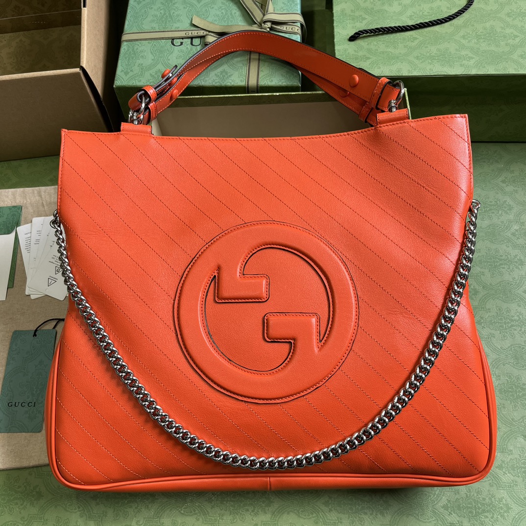 Gucci Blondie сумка-тоут среднего размера оранжевая кожа с цепной ручкой