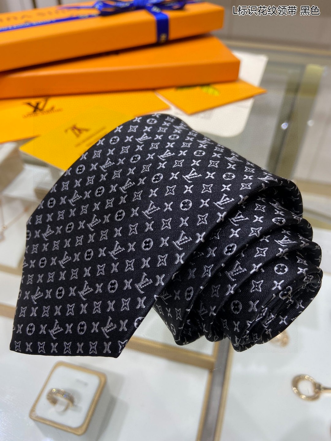 男士领带系列L标识花纹领带稀有Mon