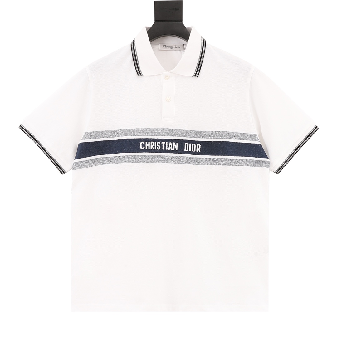 La camisa POLO de manga corta DIOR / Dior Belt LOGO está hecha de tela de malla de piqué de algodón, material…