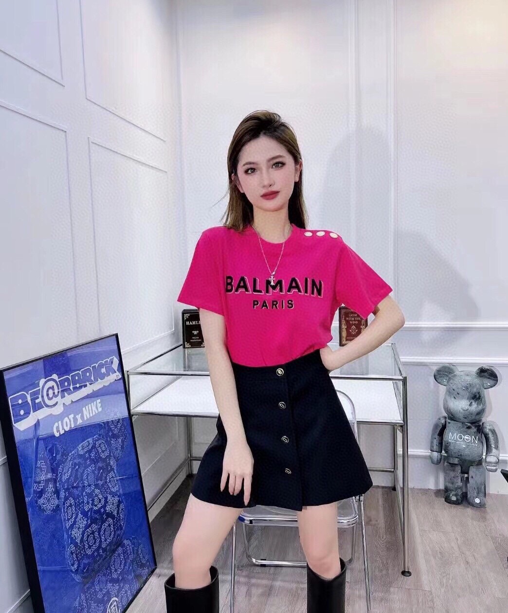 Balmain Abbigliamento T-Shirt Alta qualità
 Oro Stampa Maniche corte