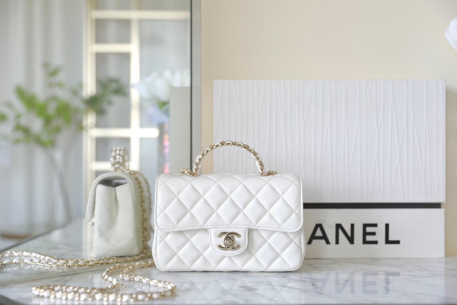 Where Can I Find Chanel Classic Flap Bag Crossbody & Shoulder Bags White Gold Hardware Lambskin Sheepskin Mini