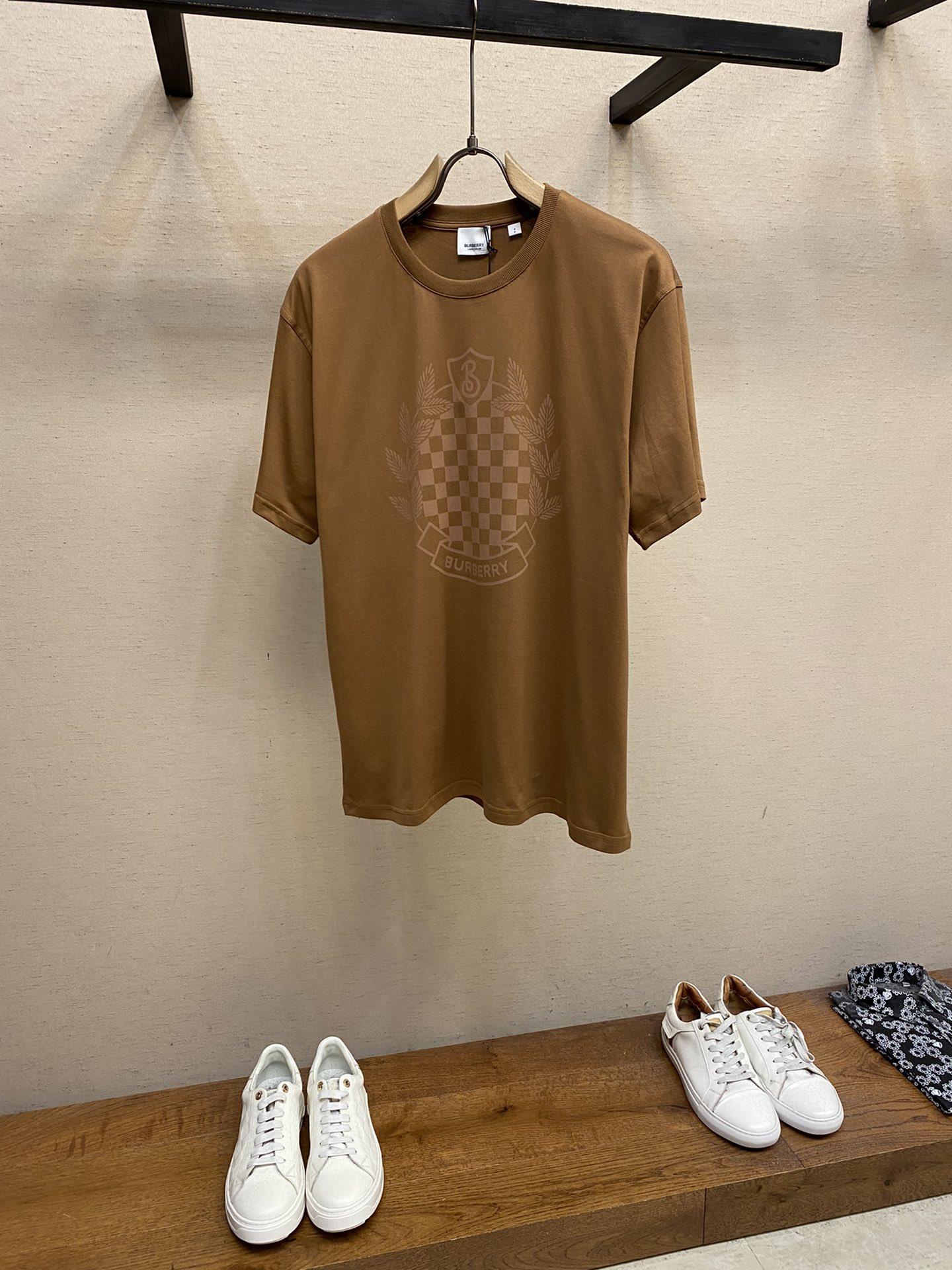 Burberry Clothing T-Shirt Replica Sale online
 Grey Khaki Printing Cotton Fabric Mercerized Fall Collection Short Sleeve