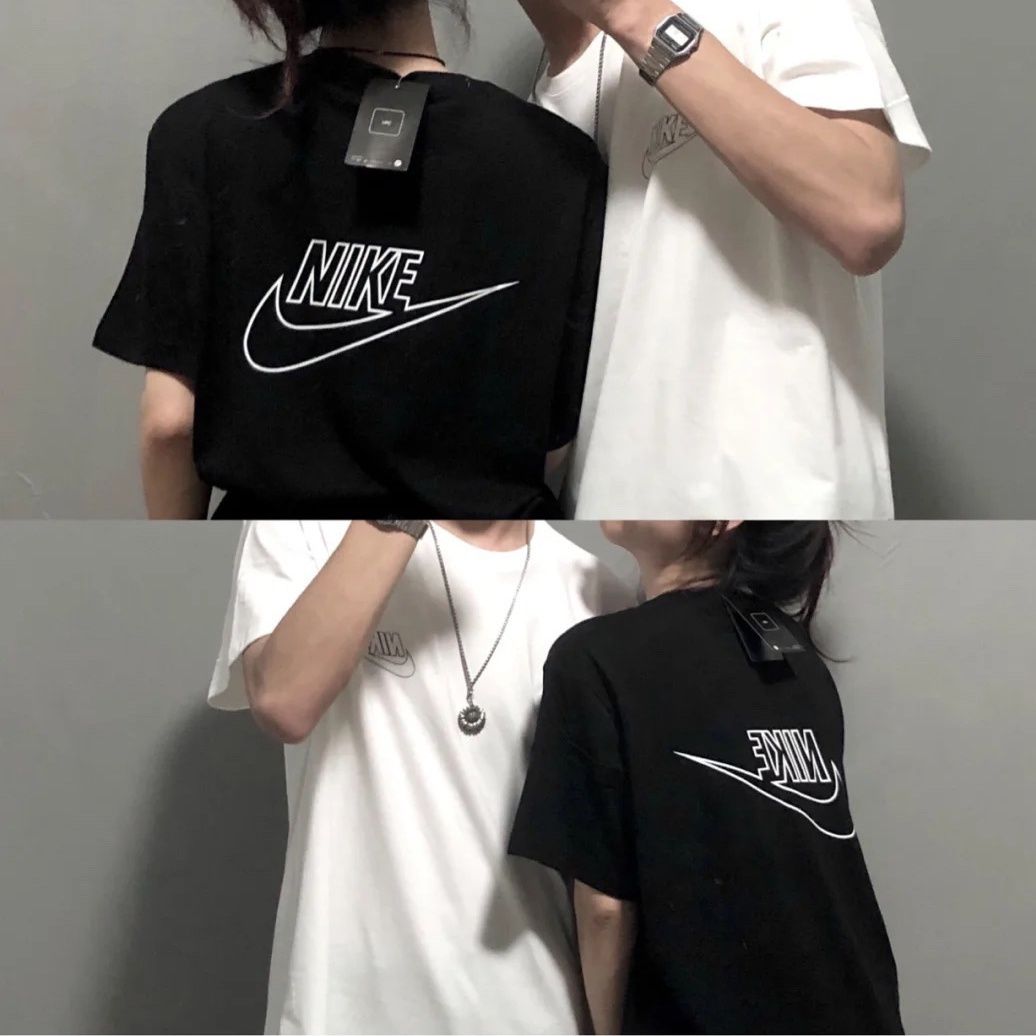 Nike Clothing T-Shirt Black White Openwork Combed Cotton Spring/Summer Collection Fashion Short Sleeve