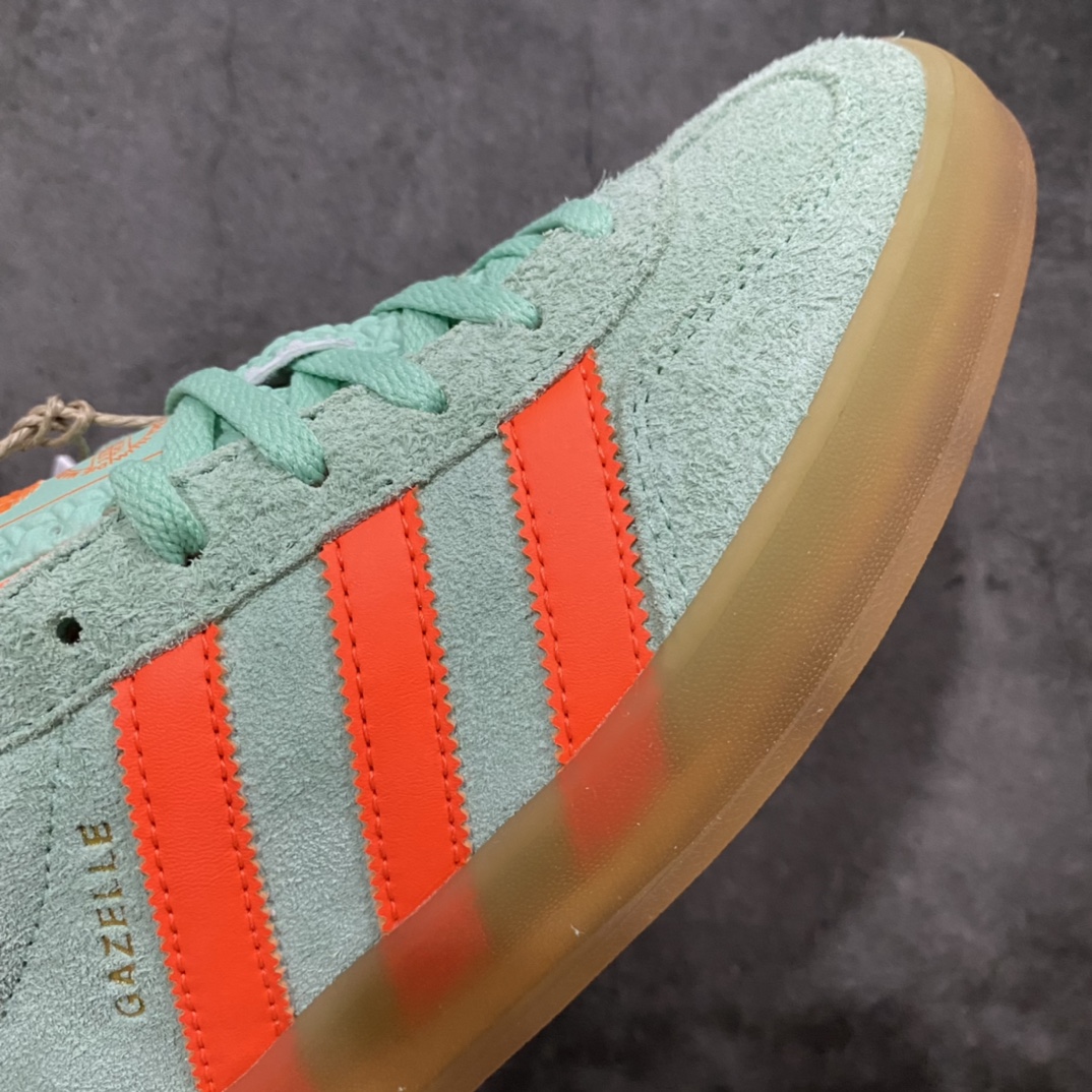 图片[6]-【纯原版】Adidas Originals Gazelle Indoor浅绿橙色 HQ8714 三叶草复古休闲防滑耐磨低帮板鞋nn目前最高版 区别市场通货 正确粗反绒皮 正确鞋舌正确侧面压印凹陷烫金GAZELLE字母 海玻璃鞋垫背部刷胶n后跟港宝定型 纸板中底也都是同步原鞋 高价零售主推版本 尺码：35 36 36.5 37 38 38.5 39 40 40.5 41 42 42.5 43 44 44.5 45-莆田鞋批发中心