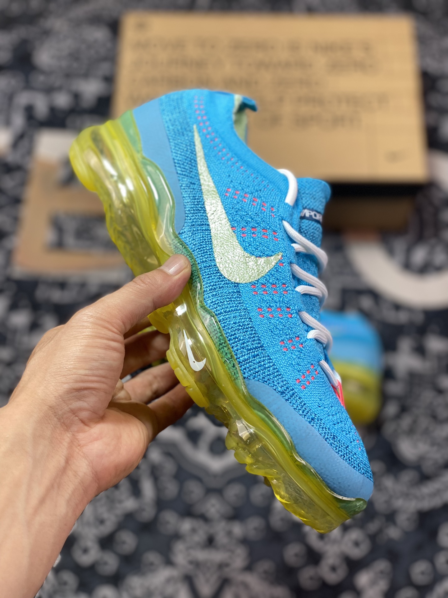 耐克Nike Air VaporMax 2023 Flyknit FK”Baltic Blue“2023款大气垫慢跑鞋“浅月蓝桃粉黄”DV1678-400