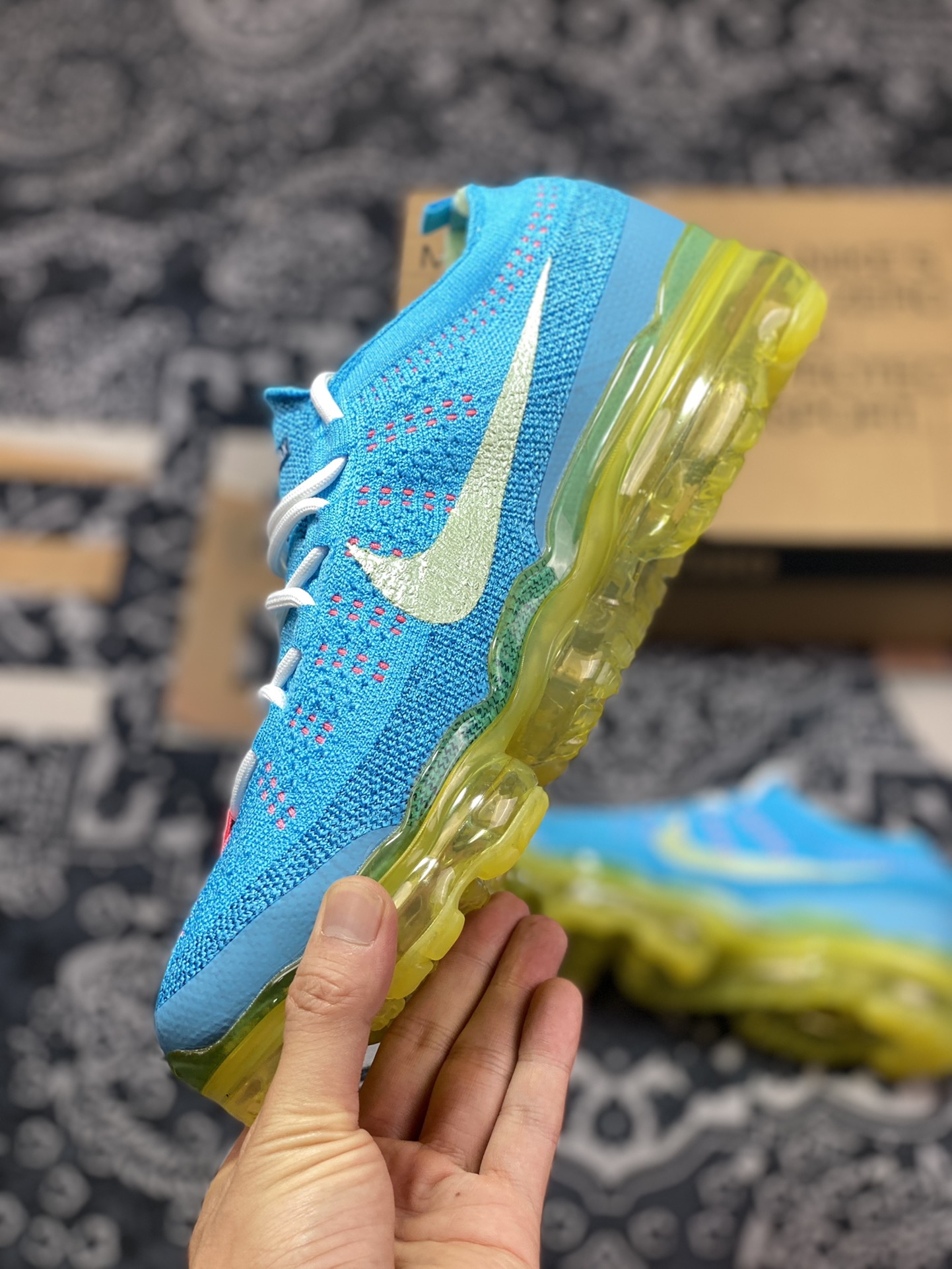 耐克Nike Air VaporMax 2023 Flyknit FK”Baltic Blue“2023款大气垫慢跑鞋“浅月蓝桃粉黄”DV1678-400