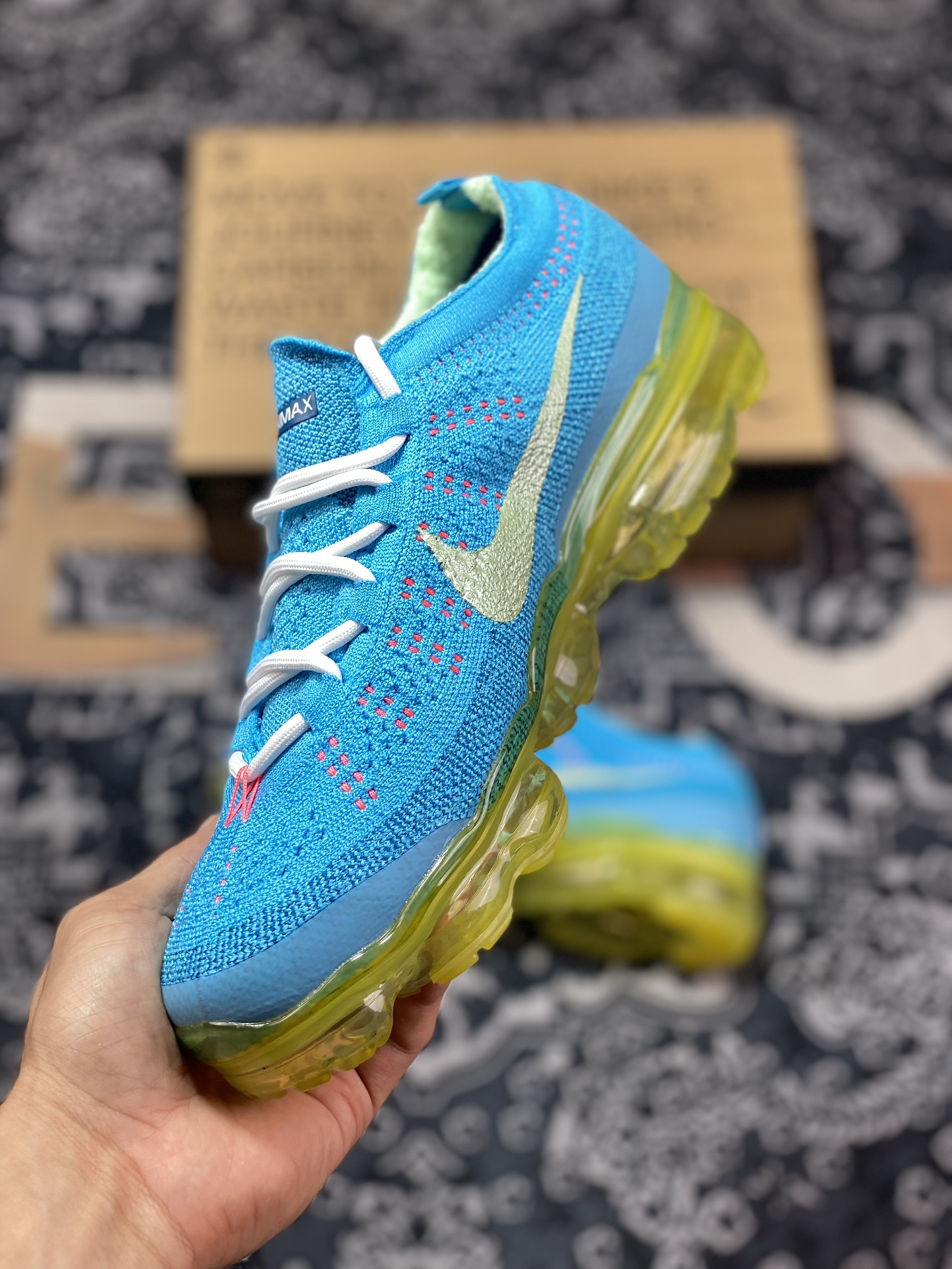 耐克Nike Air VaporMax 2023 Flyknit FK”Baltic Blue“2023款大气垫慢跑鞋“浅月蓝桃粉黄”DV1678-400