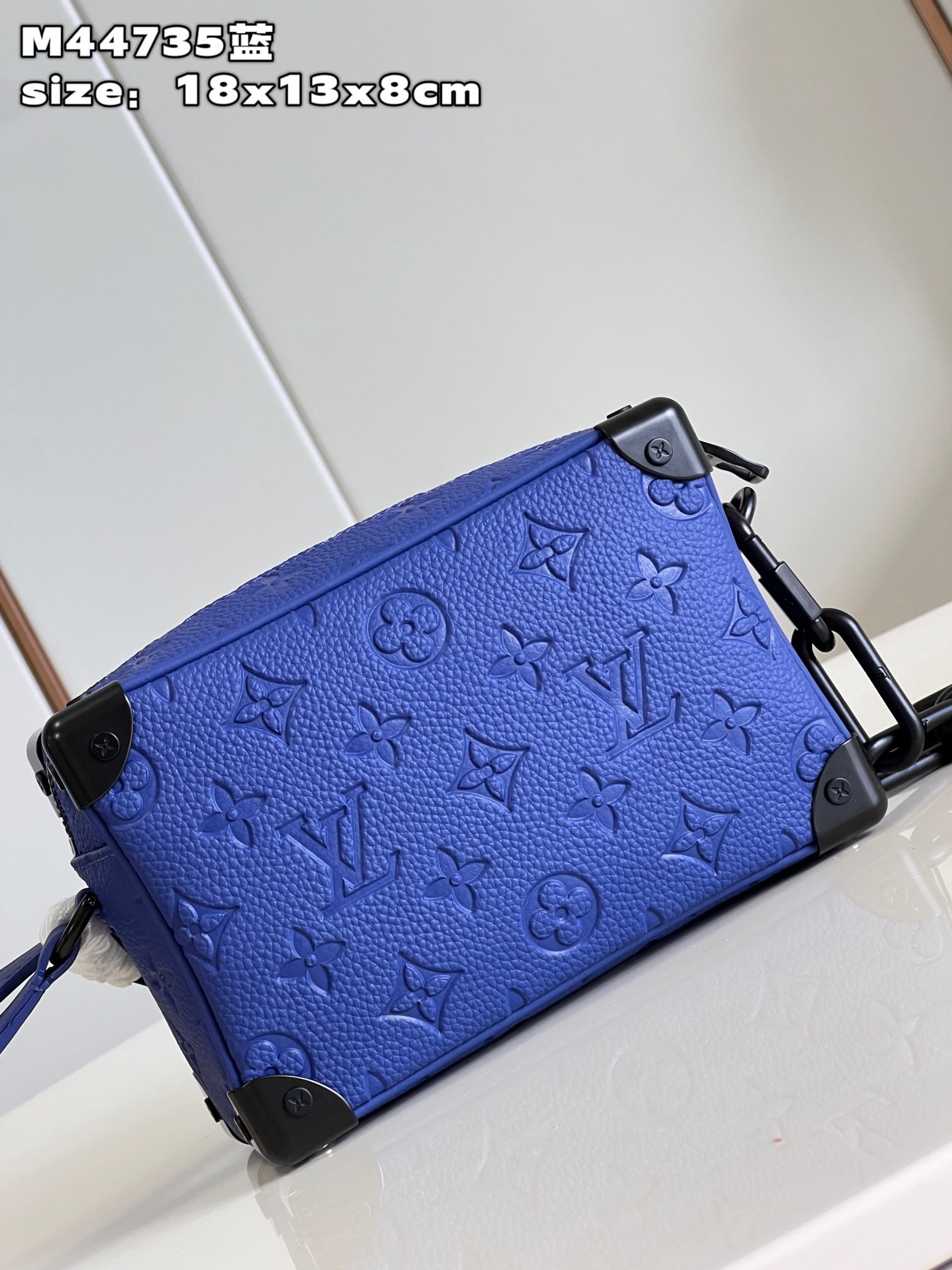 顶级原单M44735蓝MINISOFTTRUNK链条包SoftTrunk迷你手袋取材压印Monogram