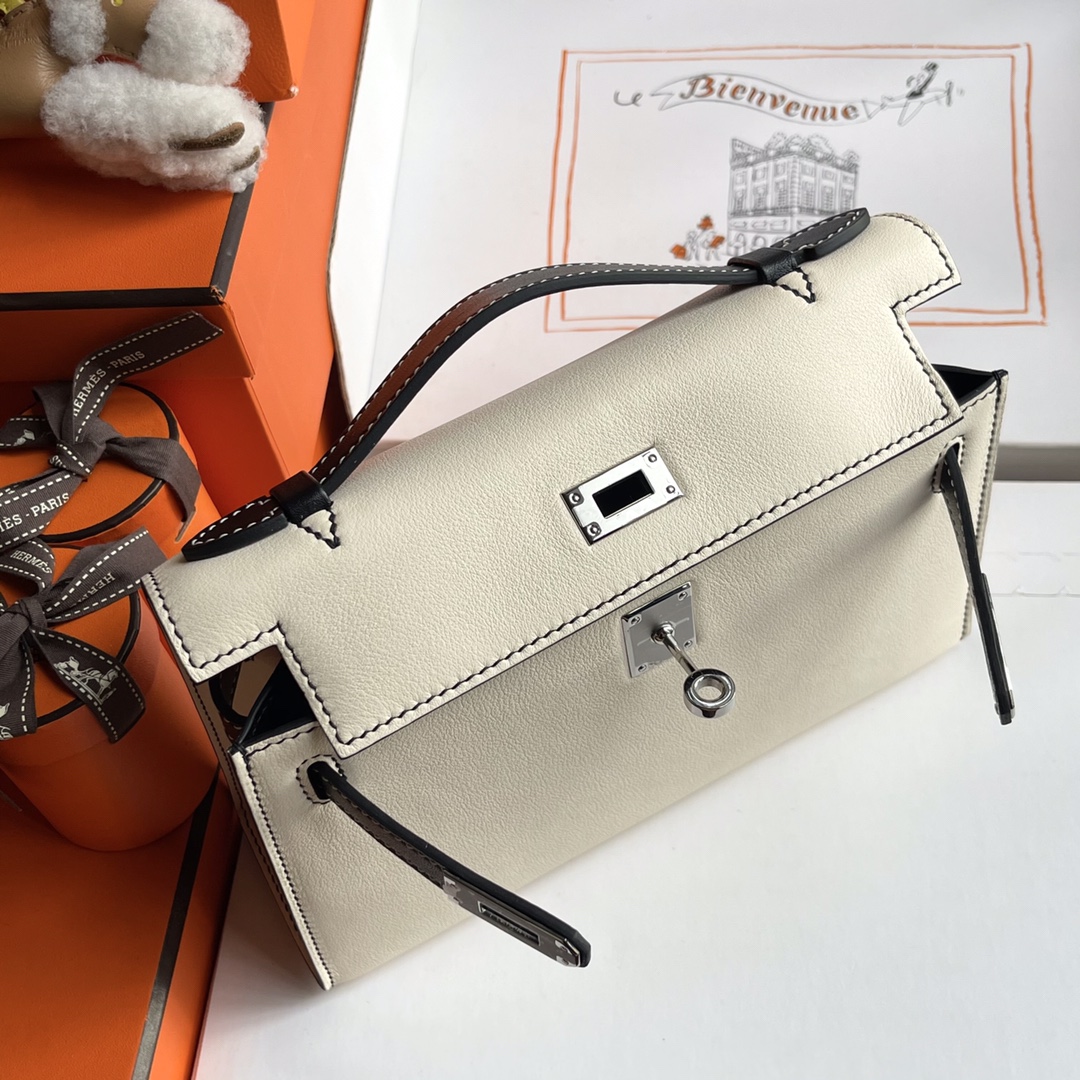Hermès Panda color matching summer benefits 780kelly generation 22cm clutch handmade wax thread Small quantity sold without replacement, rare opp
