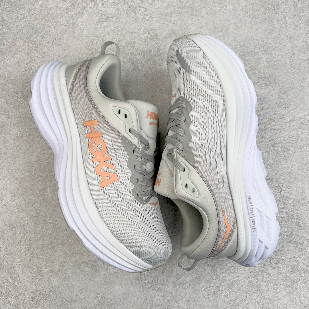 图片[3]-＃福利特价 HOKA ONE ONE Bondi 8 邦代八代缓震网面耐磨低帮跑步鞋 原始的 Bondi 缓震和线条在这里 提供该特许经营权众所周知的柔软、平衡的乘坐体验 Bondi 使用加长的摇杆微调几何形状 以获得更大的加速度 同时由于采用碳纤维板 还可以提供更平稳的脚趾离地 尺码：36 36.5 37.5 38 38.5 39 40 40.5 41 42 42.5 43 44 44.5 45-选品中心