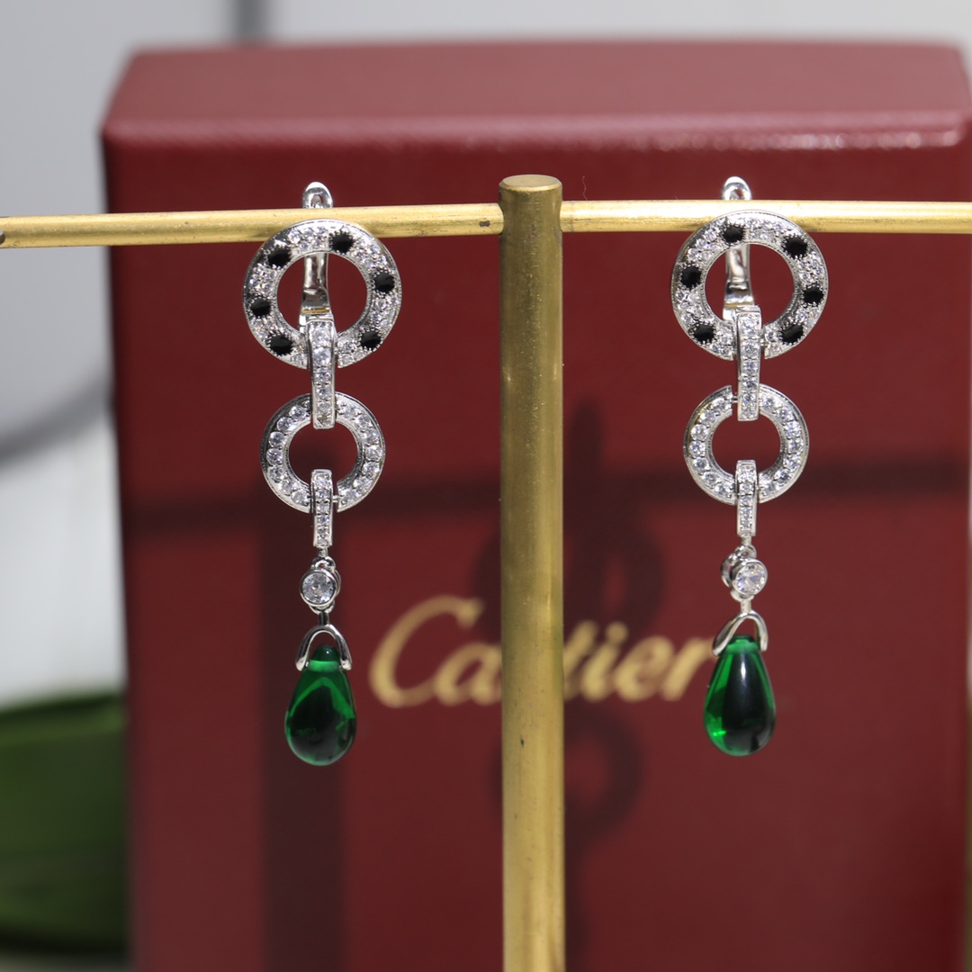 Cartier Jewelry Earring Set With Diamonds 925 Silver