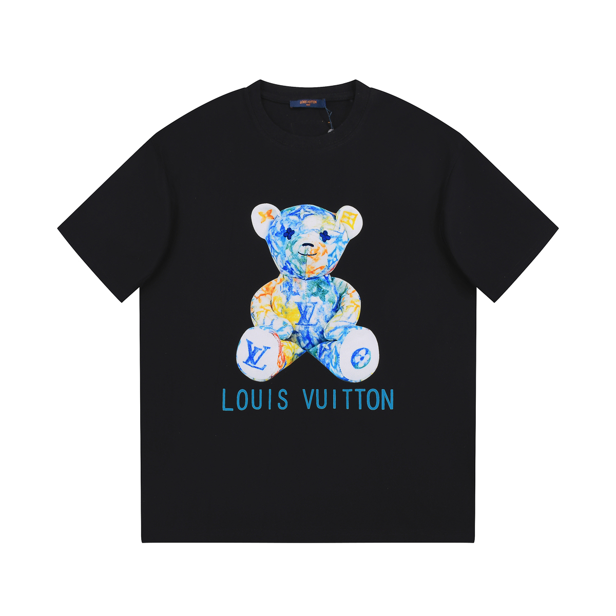 Louis Vuitton Clothing T-Shirt Black White Printing Unisex Cotton Spring/Summer Collection Fashion Short Sleeve