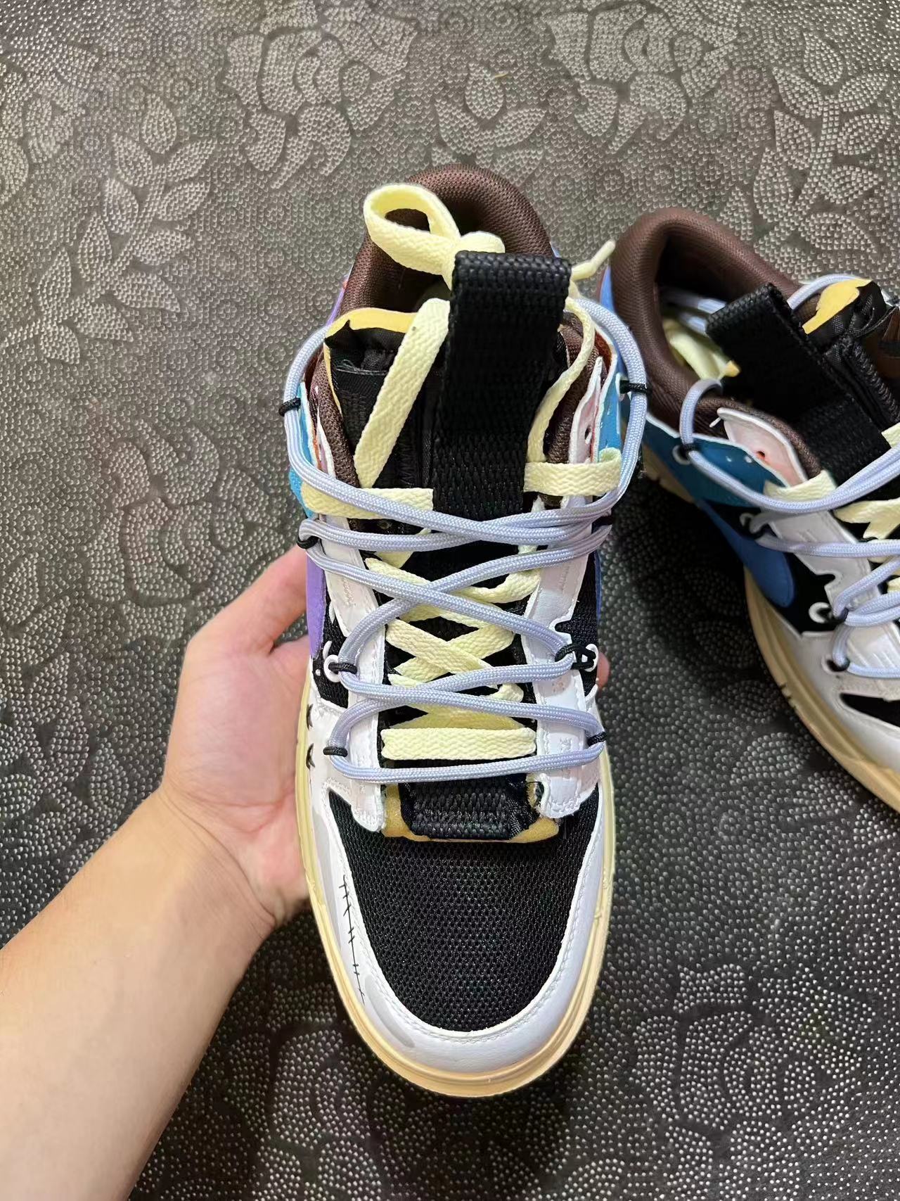 ?包邮 正品定制 Nike Air Dunk Jumbo Remastered 情侣 解构风 叉叉缝线 板鞋 黑白紫配色 ?