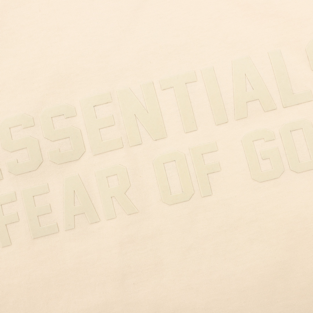 FOG FEAR OF GOD复线ESSENTIALS 23ss第八季双排大字母植绒圆领T恤