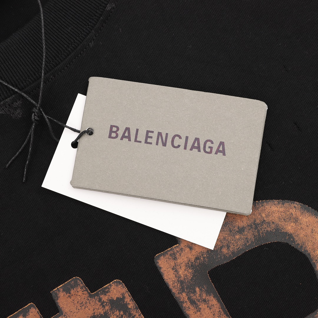 Balenciaga/巴黎世家 橘字BB印花圆领短袖