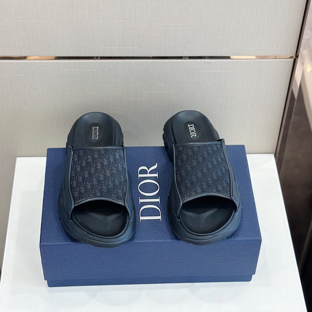 Dior Wholesale
 Shoes Sandals Slippers Beige Black Embroidery Cowhide Rubber Sheepskin Oblique Sweatpants