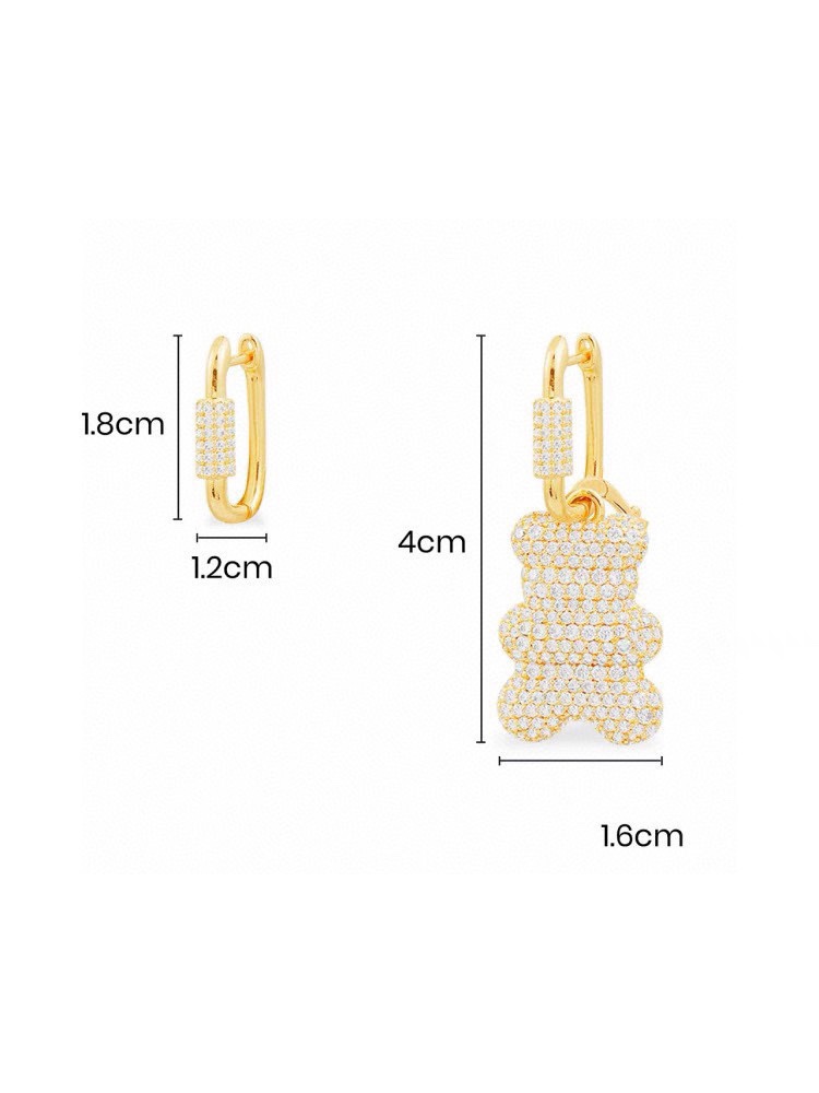 APM金色不对称熊耳环时尚个性礼物送女友