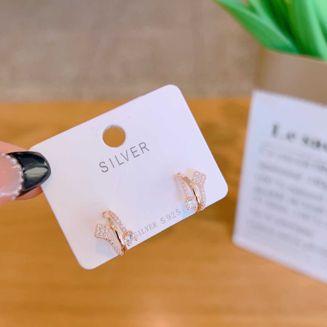 925 Silber Ohrringe Instagram-Stil Bankett Gold