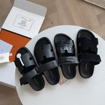 Hermes New
 Shoes Sandals Calfskin Cowhide Epsom Rubber Casual