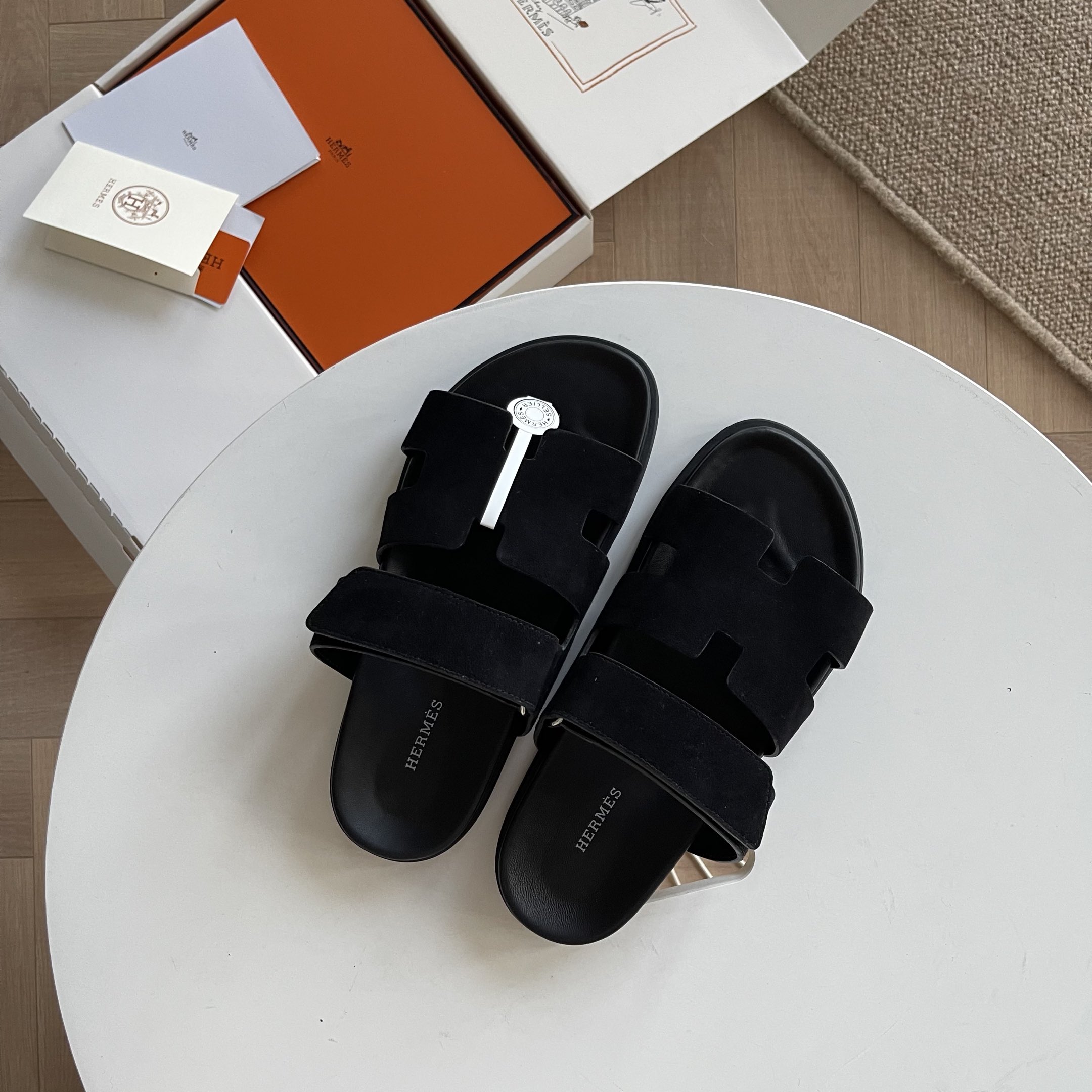 Hermes Zapatos Sandalias Piel de vaca Cuero Epsom Caucho Casual