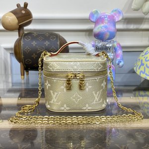 Louis Vuitton Handbags Cosmetic Bags Blue Gold Empreinte​ Vanity Chains