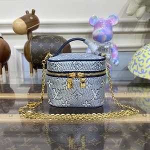 Louis Vuitton Handbags Cosmetic Bags Blue Gold Empreinte​ Vanity Chains