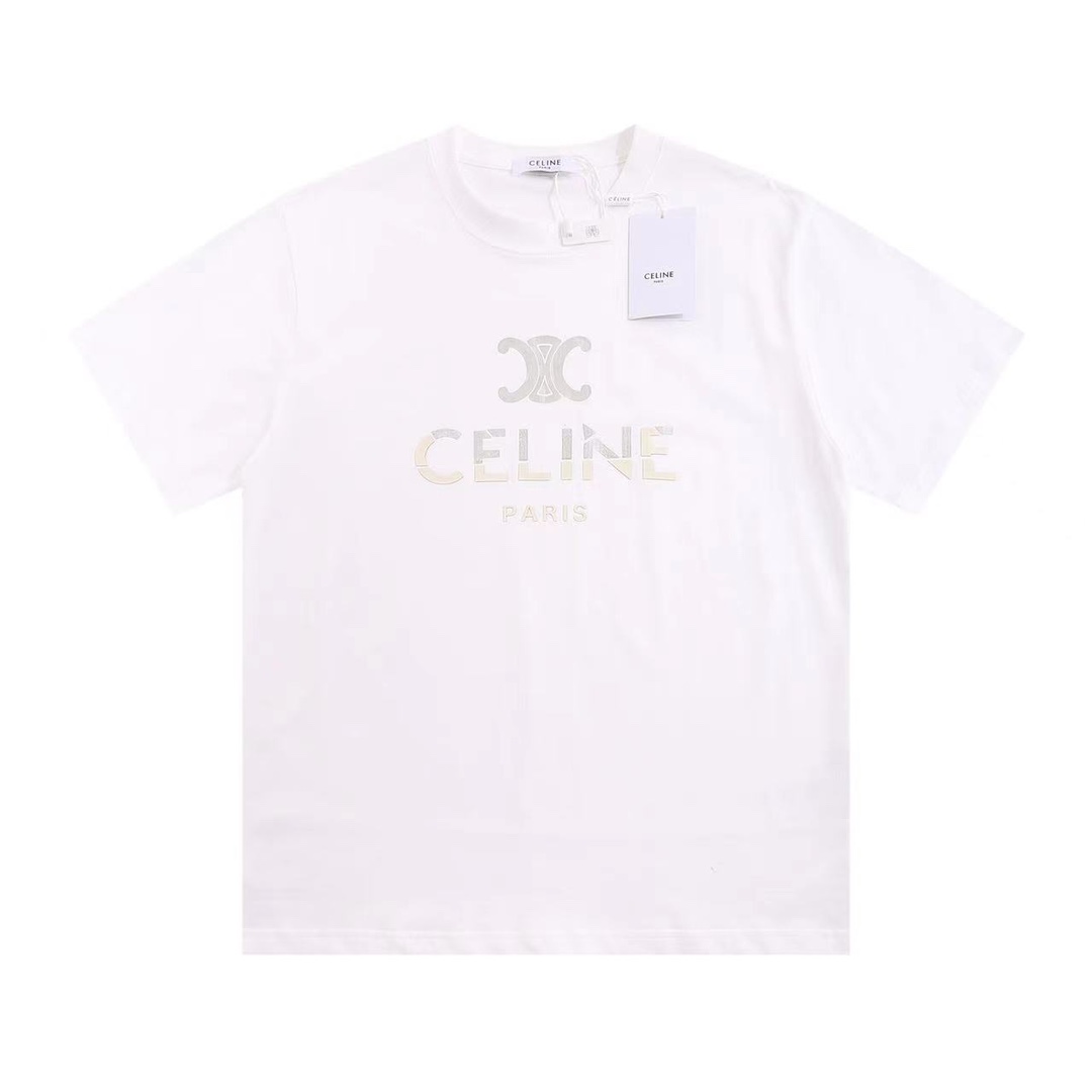 Celine Clothing T-Shirt Black White Unisex Short Sleeve