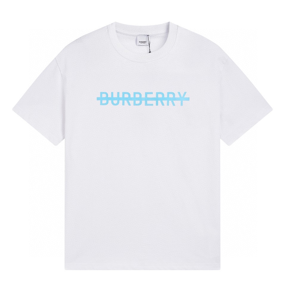 Burberry Wholesale
 Clothing T-Shirt Black Blue White Printing Short Sleeve