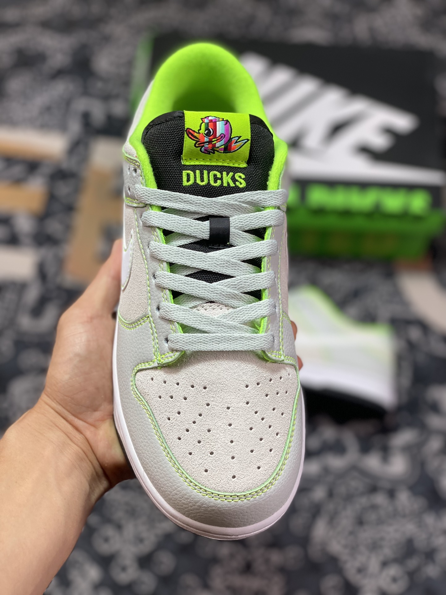 Nike SB Dunk Low PE ”University of Oregon” Dunk Shoes ”White Fluorescent Green Oregon Ducks” FQ7260-001