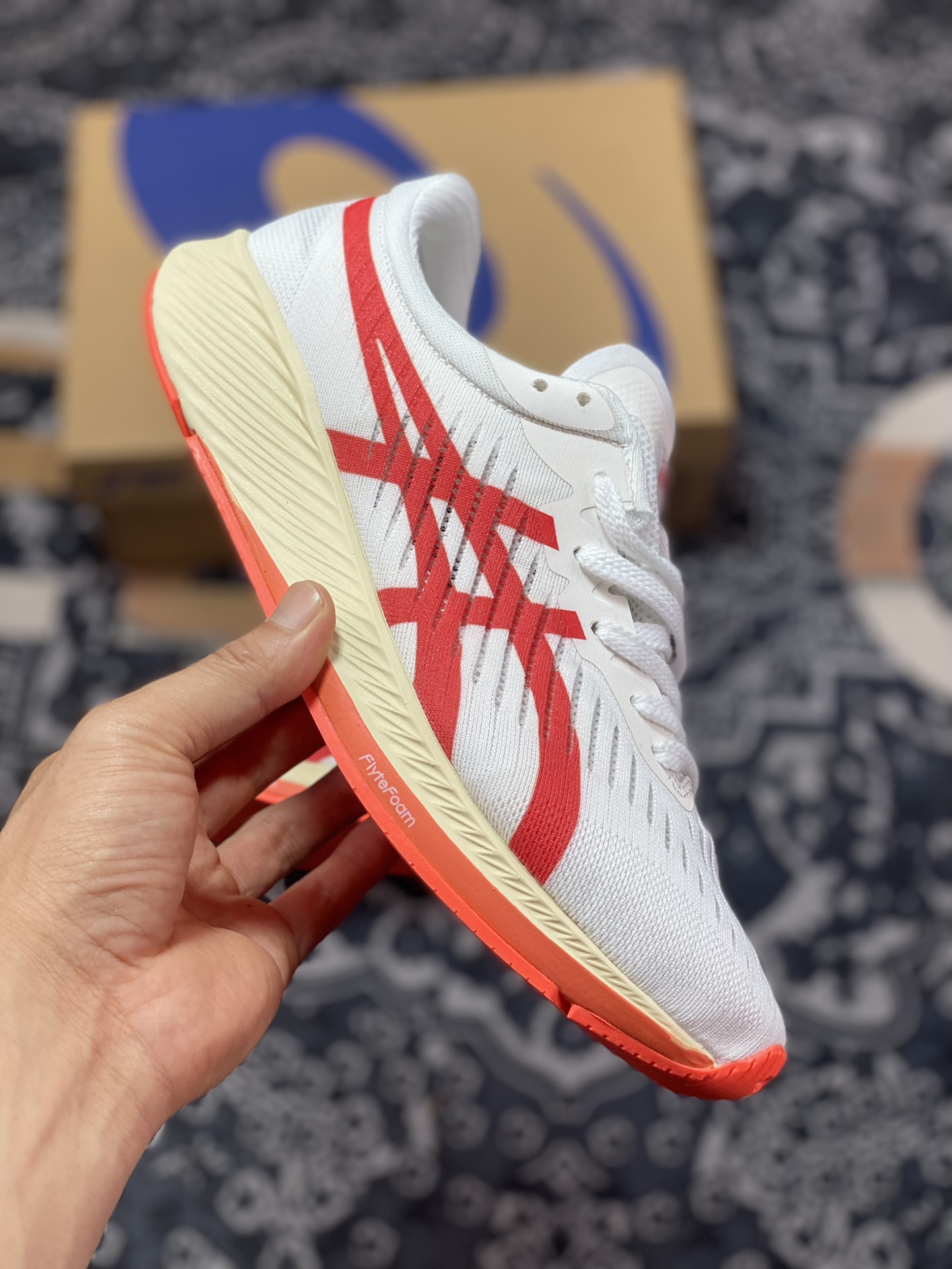 Asics Meraracer White and Red Meraracer Series Carbon Plate Racing Running Shoes 1011A676-100