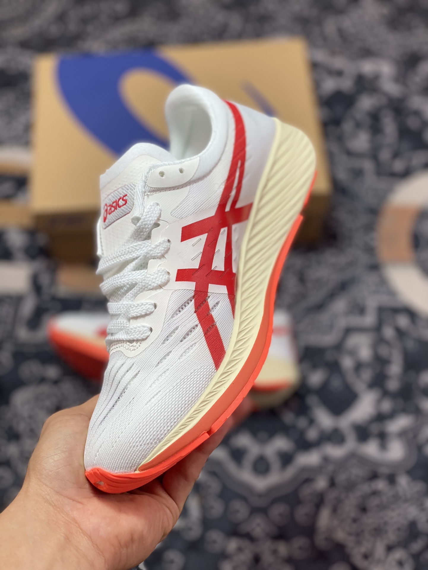 Asics Meraracer White and Red Meraracer Series Carbon Plate Racing Running Shoes 1011A676-100