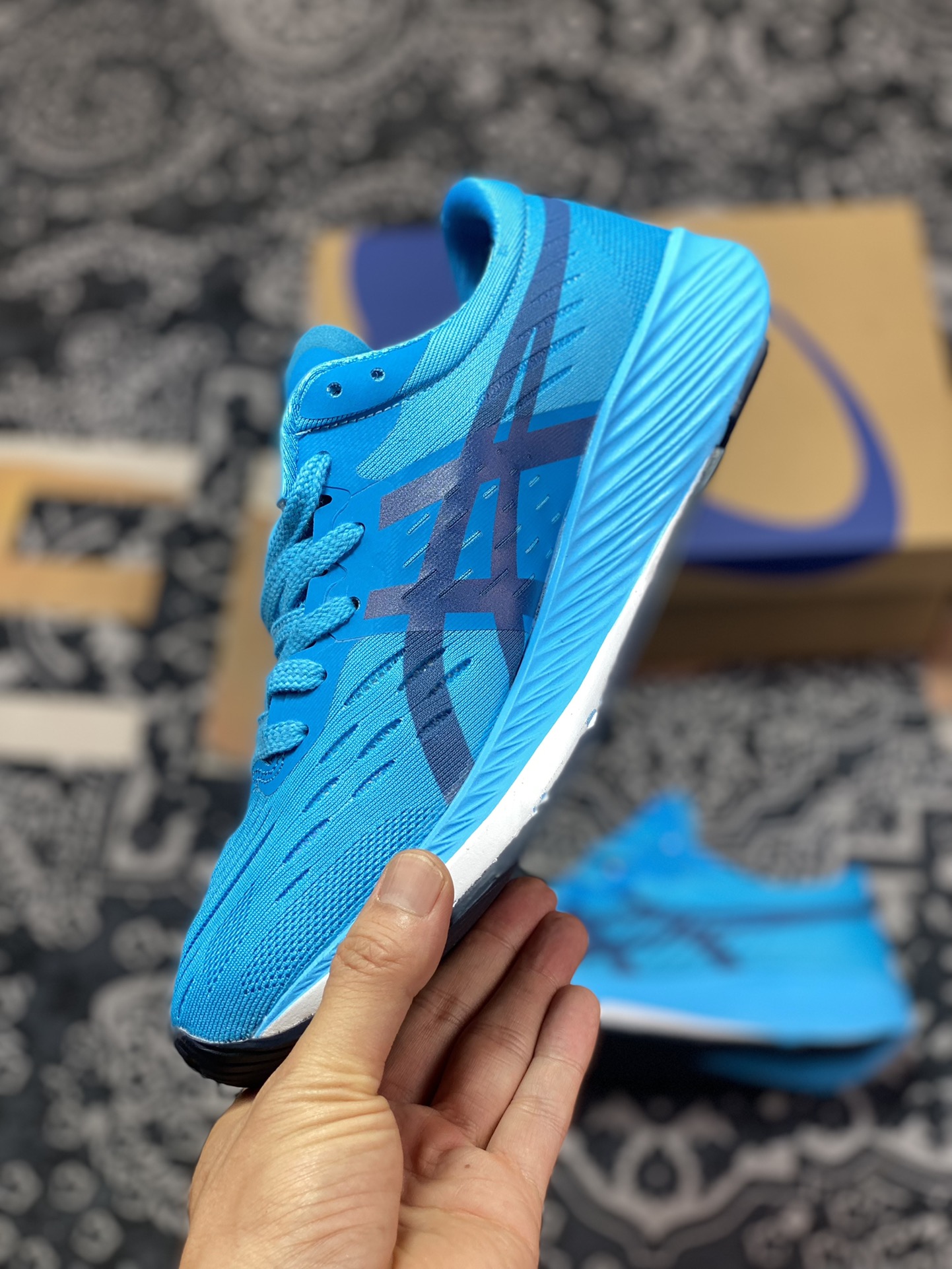 Asics Meraracer blue and black color Meraracer series carbon plate racing running shoes 1011A676-400