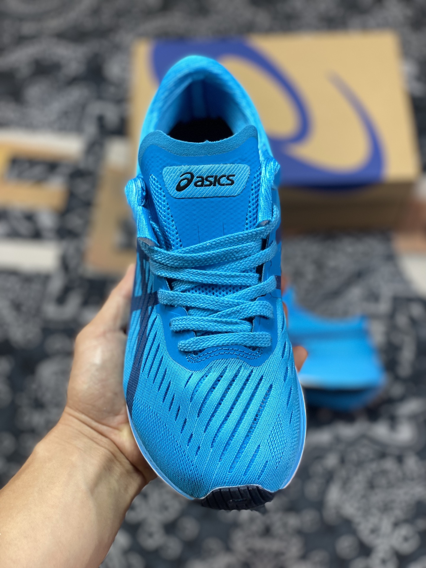 Asics Meraracer blue and black color Meraracer series carbon plate racing running shoes 1011A676-400