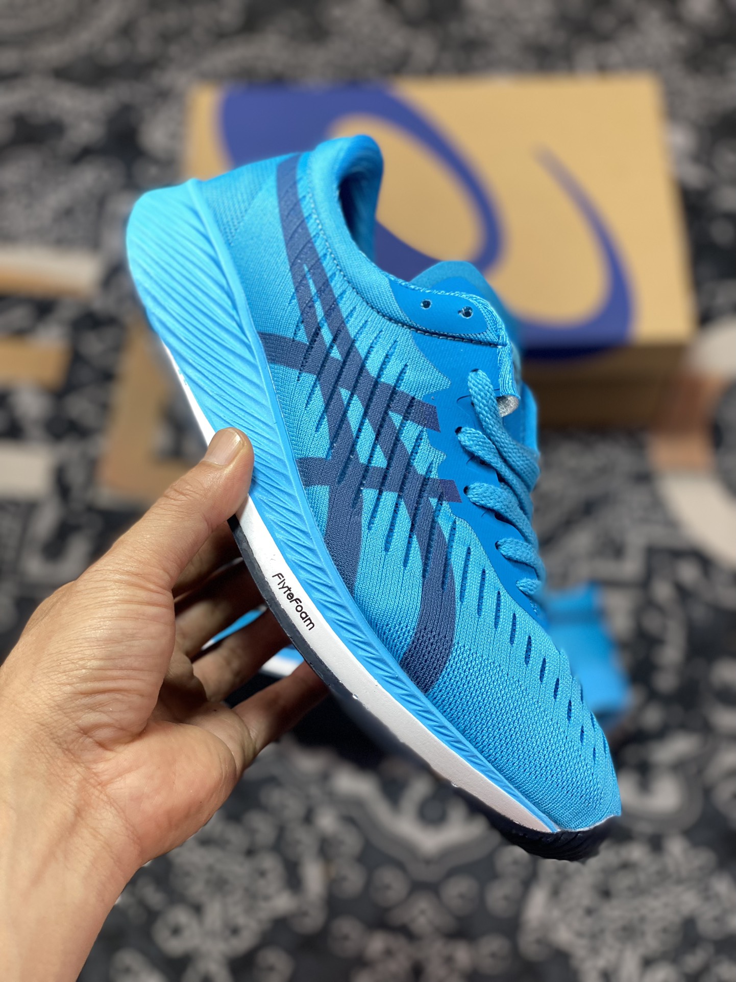 Asics Meraracer blue and black color Meraracer series carbon plate racing running shoes 1011A676-400