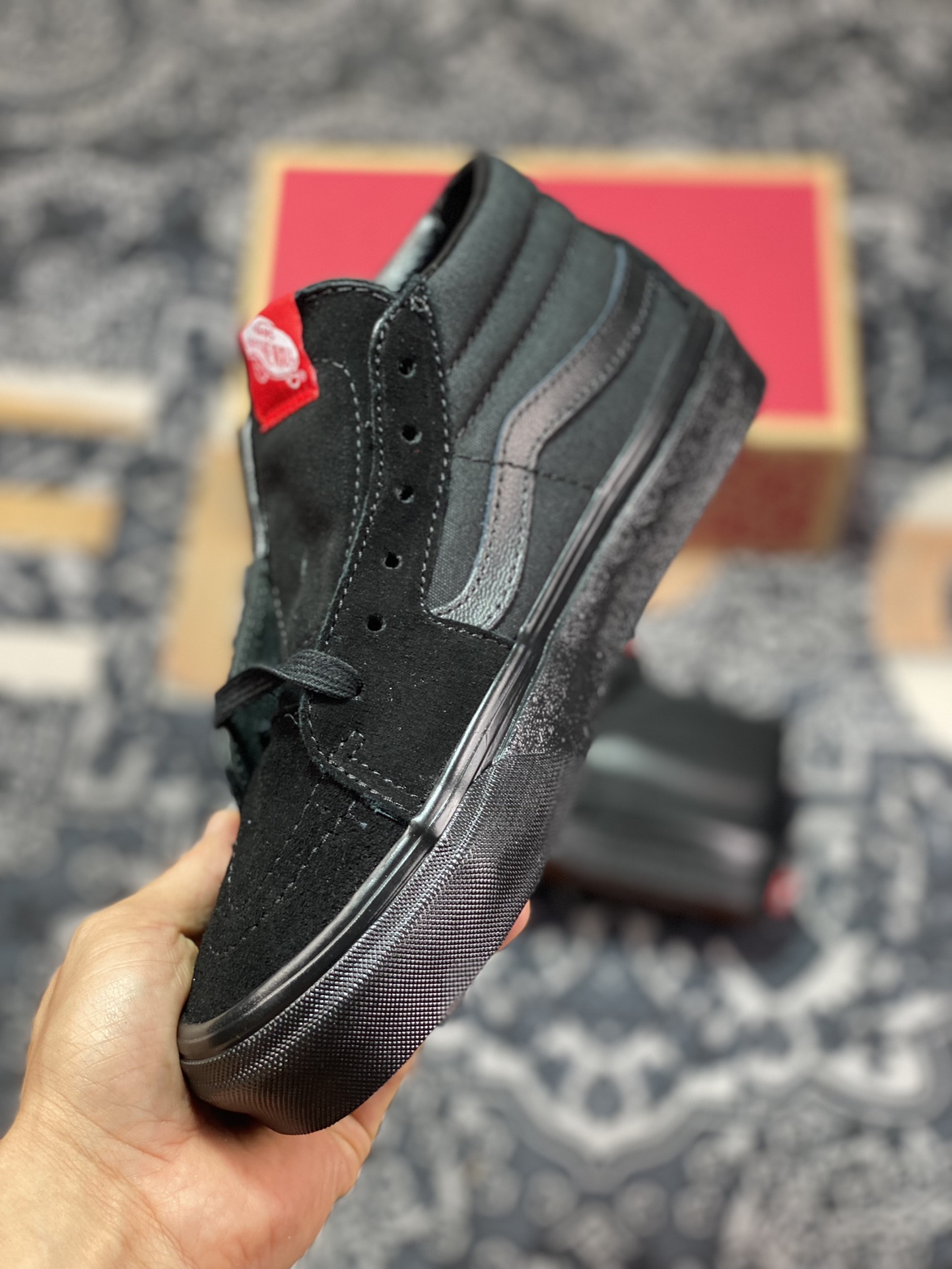 Vans Sk8-Mid Black Warrior Mid-cut Vans Official Classic Pure Black Casual Canvas Shoes