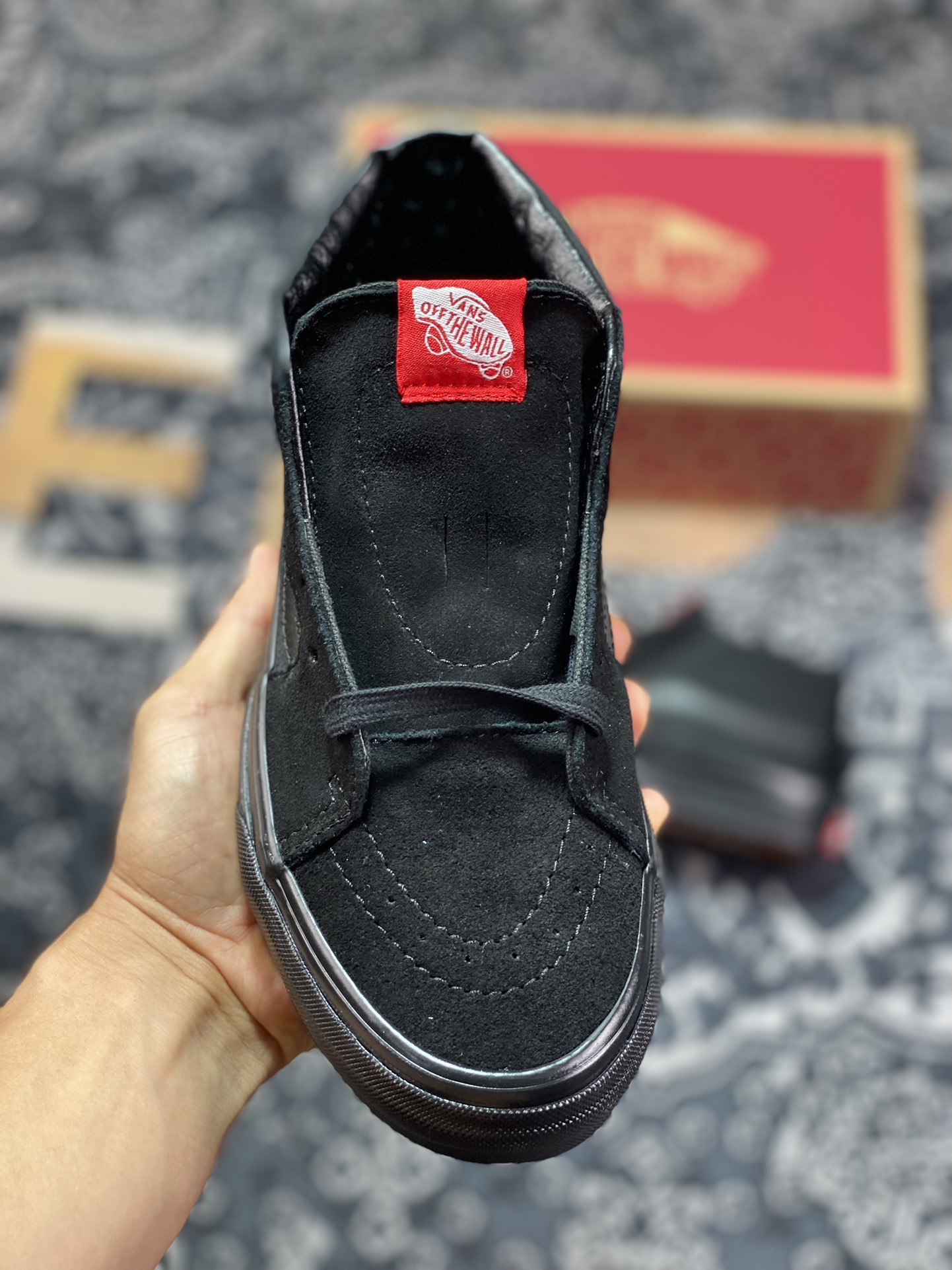 Vans Sk8-Mid Black Warrior Mid-cut Vans Official Classic Pure Black Casual Canvas Shoes