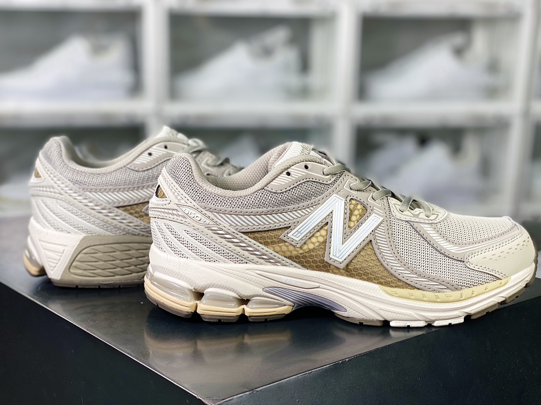 New Balance ML860V2 series low-top classic retro dad style casual sports jogging shoes ”Beisha Yellow Light Gray” ML860KS2