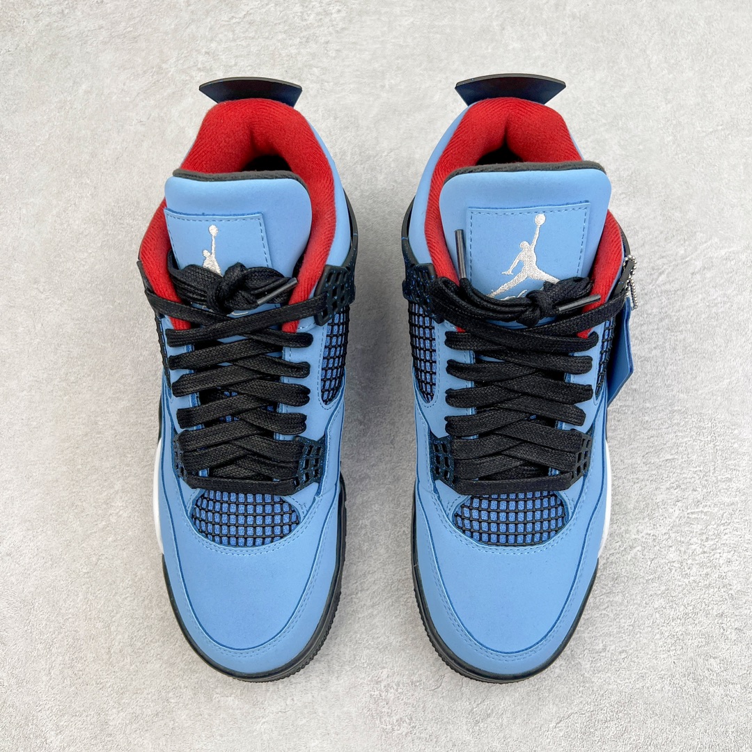 图片[2]-零售💰210 ＃VT 福利回馈‼Travis Scott x Air Jordan AJ4 TS联名冰蓝 308497-406 口碑大厂出品 原纸板楦头开发 定制优质皮料 完美鞋型匹配公司货 正确TPU鞋舌锁扣 最新原厂底模 大底卡色咬花完美 鞋柜必备鞋款 终端现货供应 尺码：40 40.5 41 42 42.5 43 44 44.5 45 46 47.5 编码：by2936010-运动鞋