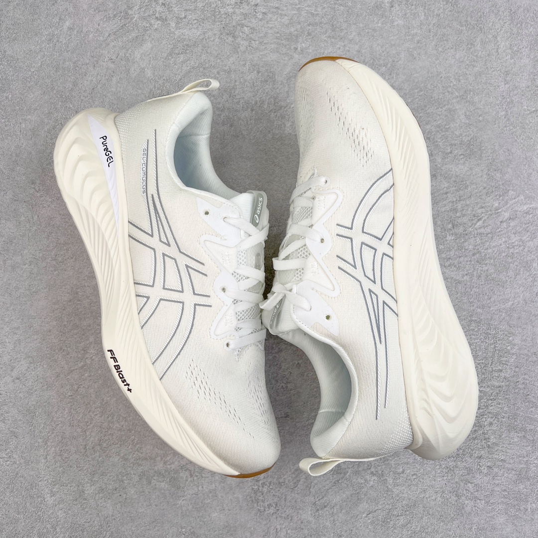 图片[3]-零售💰250 ASICS GEL-Cumulus 25 亚瑟士缓震透气跑鞋 全新升级的25代相较前代拥有了更强的缓震性能和舒适度 中底内置的GEL缓震胶升级为亚瑟士新技术PureGEL缓震胶 后者具备更强的缓震性能和更软、更轻的脚感 中底材料由FF Blast升级为FF Blast Plus泡棉 并采用全掌型配置 后者重量更轻 缓震更强 可为跑者提供更具能量感的缓震性和更轻盈的脚感 轻量的工程网眼鞋面设计 具备良好的舒适性、贴合性和透气性 鞋底是AHAR耐磨橡胶大底 后跟还配有耐磨性更强的AHAR橡胶材质 轻量耐磨 抓地力强 尺码：36 37 37.5 38 39 40.5 41.5 42 42.5 43.5 44 44.5 45 编码：BXby2936050-运动鞋