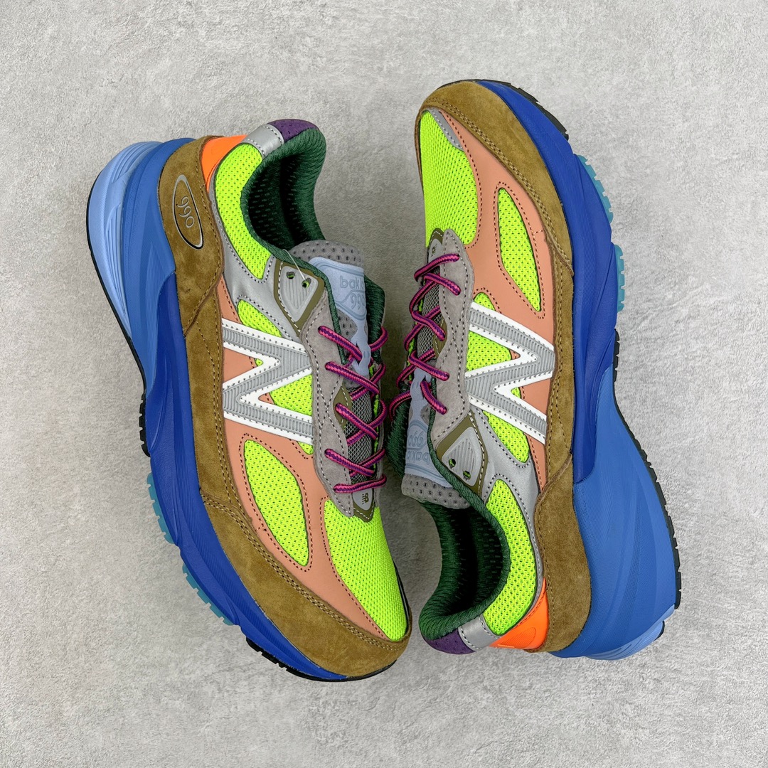 图片[3]-＃K版纯原 Action Bronson x New Balance in USA M990V6 新百伦NB六代系列美产血统经典复古百搭老爹风休闲运动跑步鞋 蓝绿棕 这是一双极具现代感设计的复古跑鞋 990v6 鞋面大部分面积依旧采用麂皮和织物材质覆盖 从各种细节上看也还是有点 990v5 的影子 但相比 990v5 990v6 鞋面各种材质的拼接会更加复杂 这次 990v6 最大的改变相信大家应该也发现了 就是看上去貌似比 990v4 和 990v5 两代鞋款加起来还要厚的鞋底 其实这是 New Balance 首次采用的三重缓震组合鞋底 除了之前就有的 ABZORB 缓震科技和 ENCAP 中底 这次新加入了 FuelCell 缓震科技 看来舒适度和增高度 都要更上一层楼呀 990v6 的侧标 Logo 设计少见地没有印在绒面皮革上 而是置于网眼面料以及横跨鞋身的皮革织带之上 同时鞋舌上的标签设计并没有延用此前 990v4 和 990v5 采用的样式设计 而是采用了一种新的类似于三角徽章的设计 所以对于鞋款上的更新变化 既有延续经典的设计 也有创新性的改变 尺码：36 37 37.5 38 38.5 39 40 40.5 41.5 42 42.5 43 44 44.5 45-选品中心