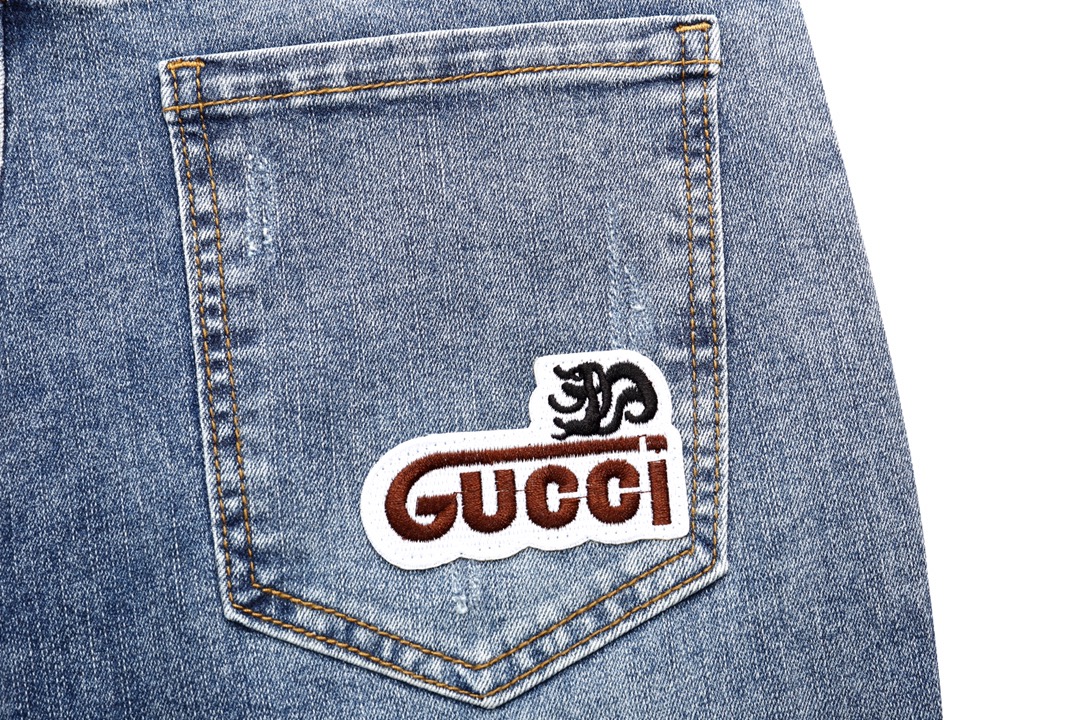 2023 Newest Gucchi Blue-Barrel Jeans: Water-Washed, Comfortable, and Stylish - 图片 7