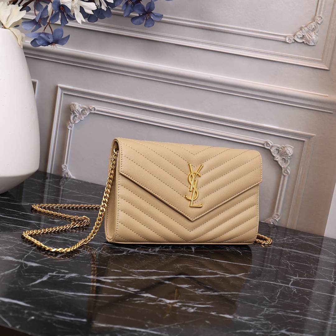 YSL Monogram Envelope Beige 22x15x6cm crossbody 22x15cm shoulder