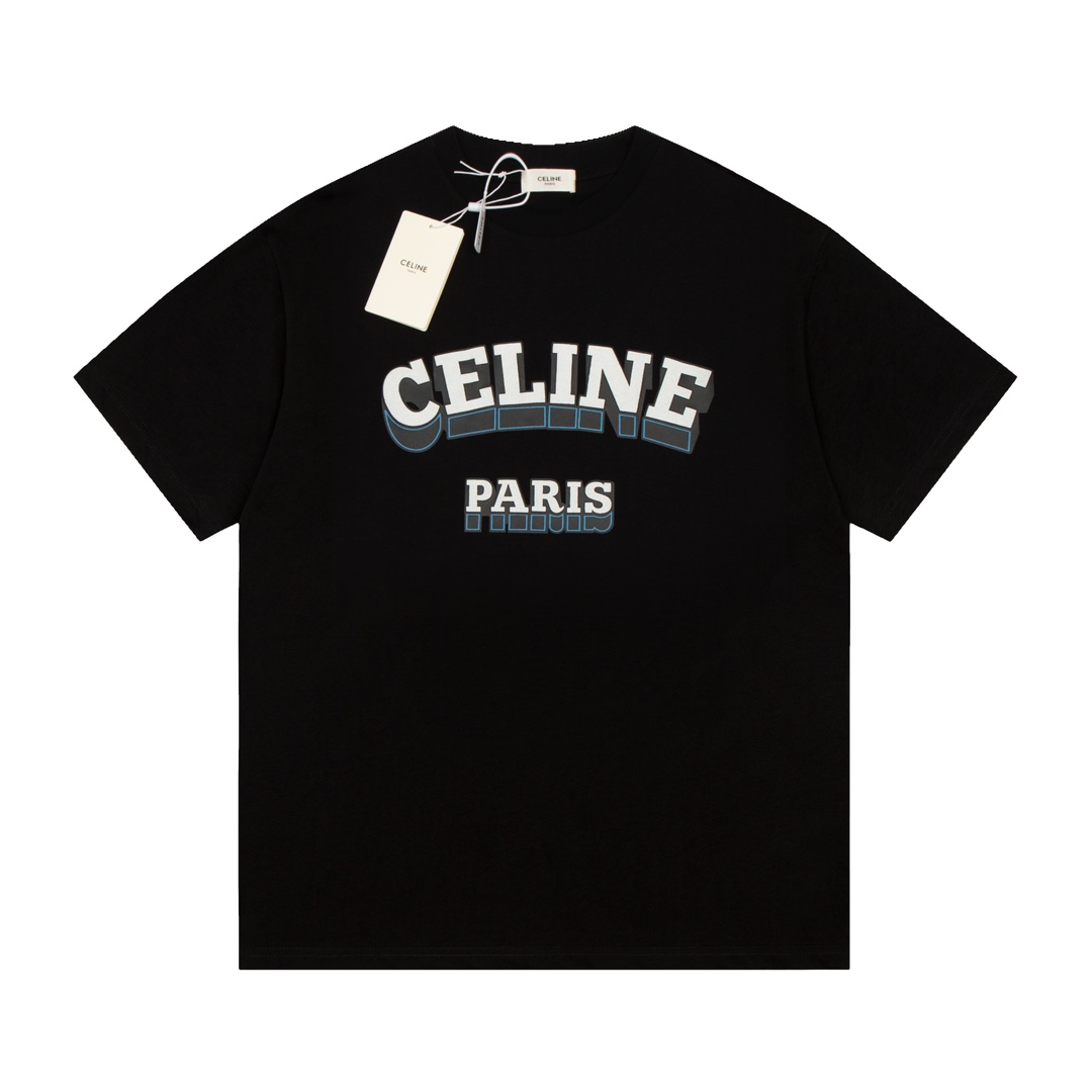 CELINE 思琳 经典logo 发泡字母短袖