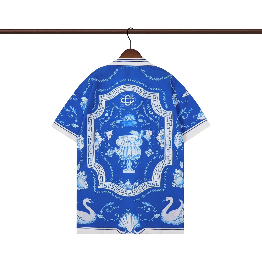 P58+P53 Casablanca 卡萨布兰卡 
蓝色印花短袖衬衫（套装）M L XL 2XL 3XL