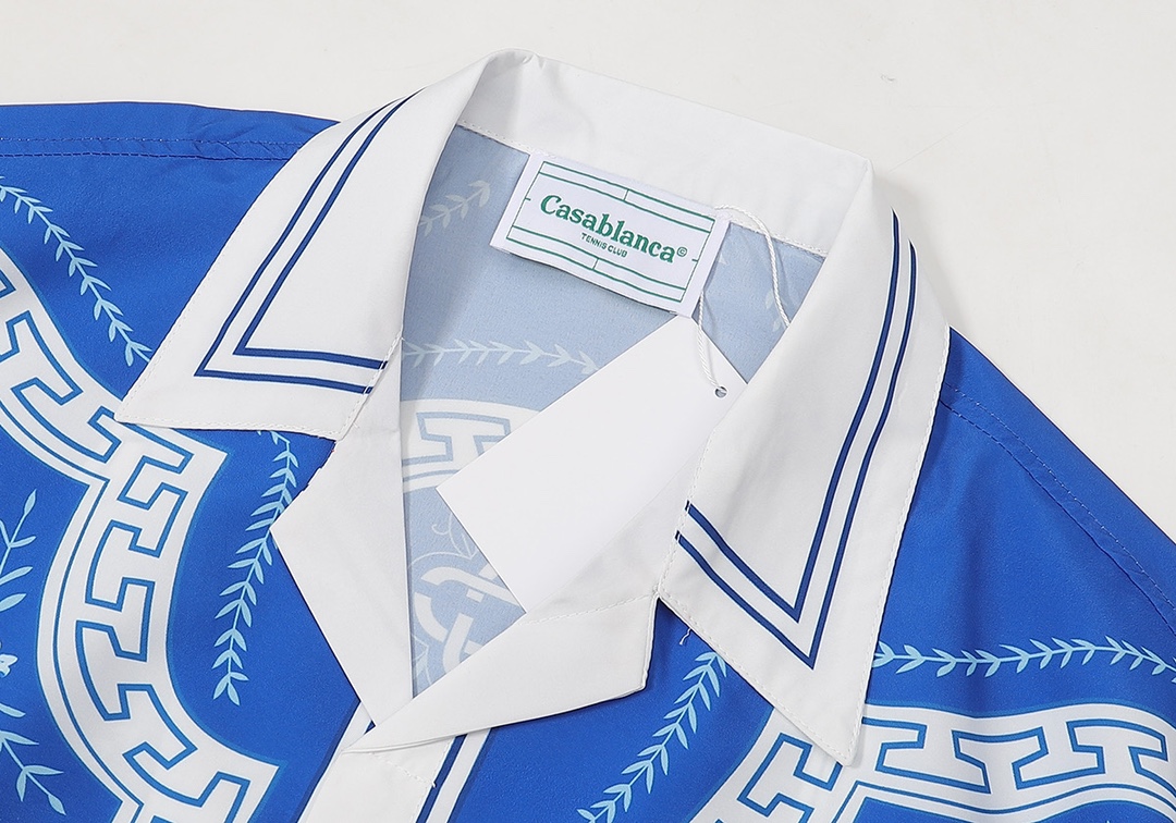 P58+P53 Casablanca 卡萨布兰卡 
蓝色印花短袖衬衫（套装）M L XL 2XL 3XL