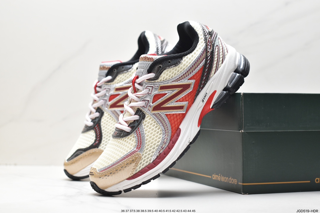 180 New Balance 860V2系列低帮经典复古老爹风休闲运动慢跑鞋“复古红银灰米黄” ML860AD2