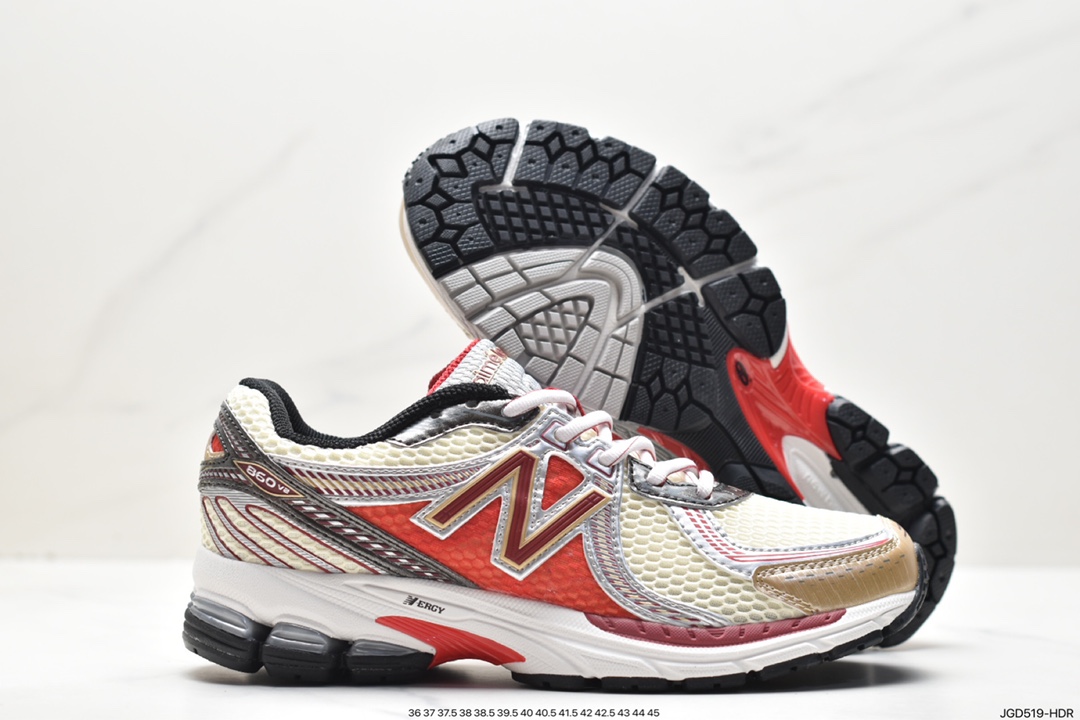 180 New Balance 860V2系列低帮经典复古老爹风休闲运动慢跑鞋“复古红银灰米黄” ML860AD2