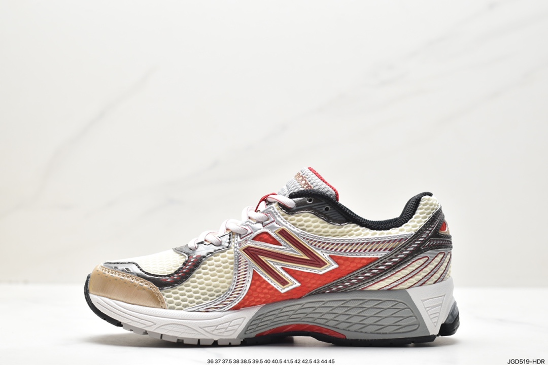 180 New Balance 860V2系列低帮经典复古老爹风休闲运动慢跑鞋“复古红银灰米黄” ML860AD2